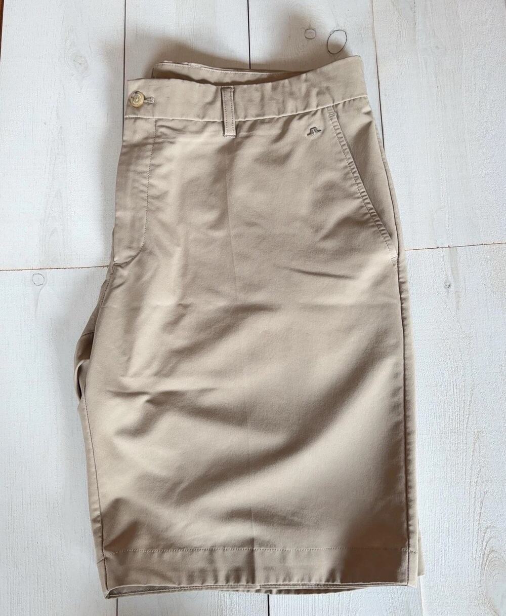 J.Lindeberg Eloy Shorts Mens 38 Beige Stretch Chino 10" Inseam Golf Casual